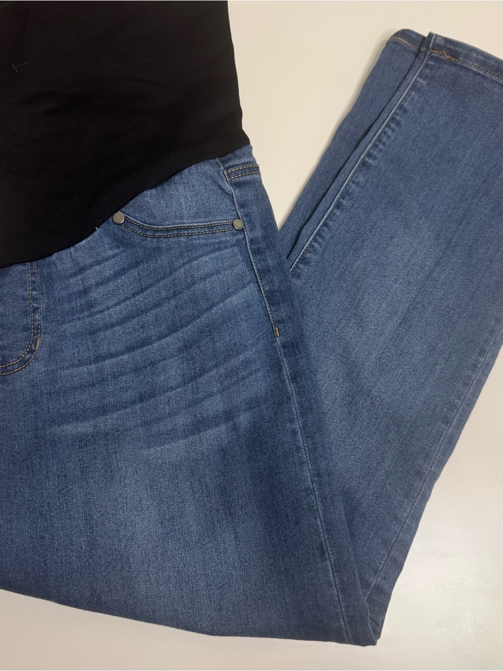 Liverpool Blue Straight Leg Maternity the Capri with Black Panel SZ 6